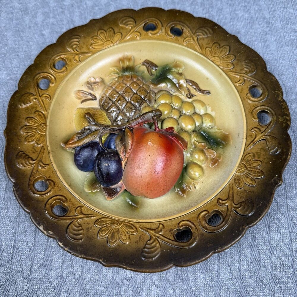 Plate 3D Fruit Wall Hang Napcoware Japan 1950s  7091 National Potteries Co.